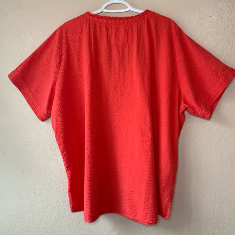 Produce Company Coral Gauze Split Neck Breezy Summer Blouse Size 3X - Picture 2 of 3